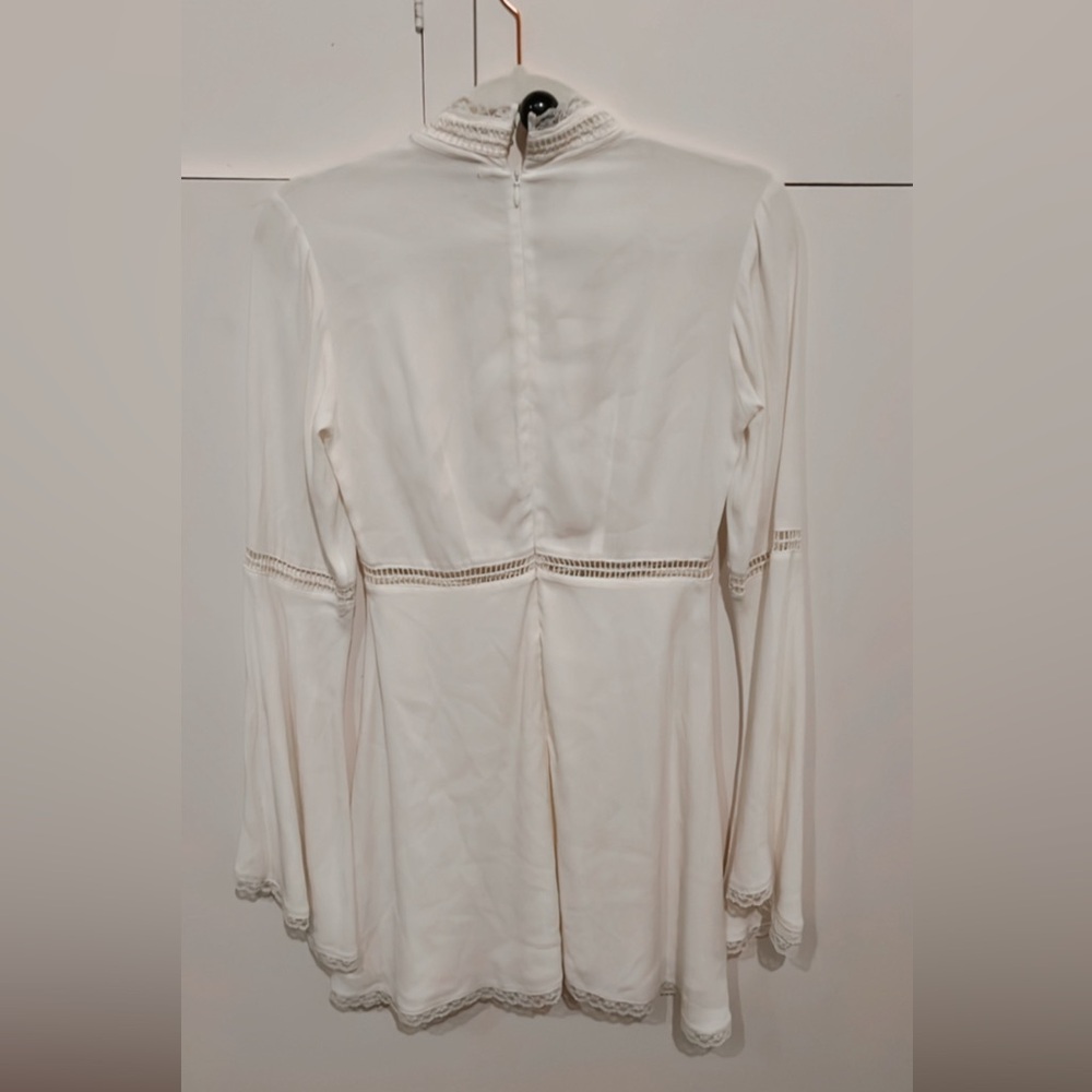 For Love & Lemons White Lace Bell Sleeve Mini Dress Boho Festival Cottagecore S - Picture 7 of 8